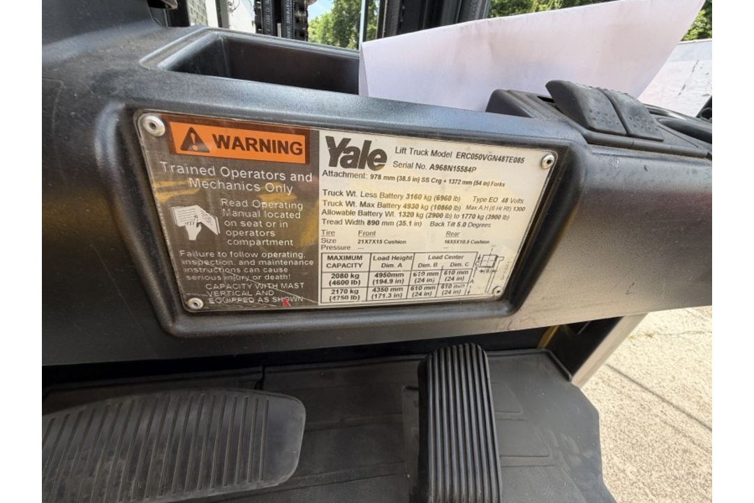 Yale Forklift with 6,234 Hours M: ECR050VGN48TE085 - Image 16 of 20