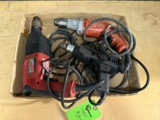 Lot of Corded Hand Tools Including: Black & Decker 3/8" Drill, Milwaukee 1/2" Drill & 1/2" Hammer...