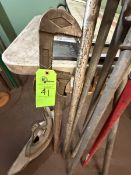 Lot of Conduit Benders including (7) Small, (3) Heads Only, (1) Large Pipe Wrench