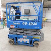 Genie Model GS-1930 Scissor Lift, Electric, Built In Charger, 25’ Work Height, 500 Lb. Capacity,
