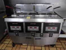 Henny Penny Model OFG-323 3 Well Gas Fryer w/Computron 1000 Controls, 255,000 BTU, s/n BN1603023,