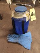 Model YDS-10 liquid nitrogen cryogenic container with gloves.