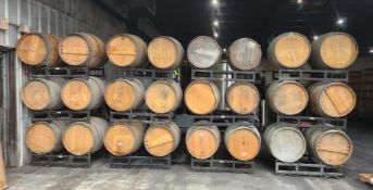 (21) Oak Barrels & (12) Barrel Stands