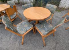 Solid Butcher Block Style Top Round Table W/ (4) Chairs