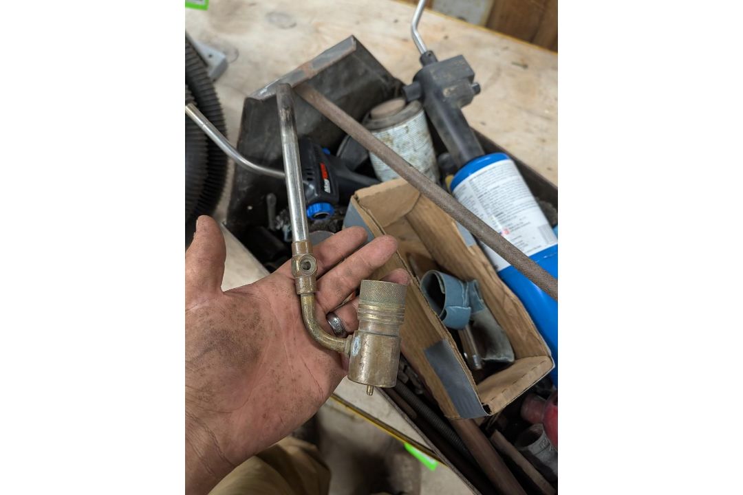 Shopmade Steel Tote w/ Assorted Plumbing Supplies - Image 5 of 8