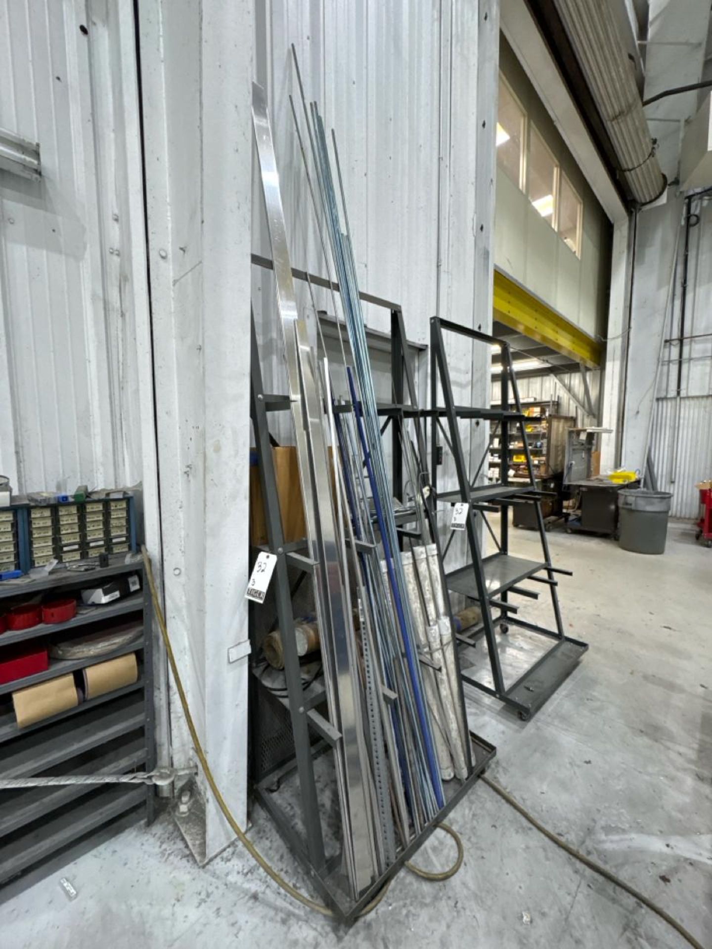 Spg Steel Racks Lot (3) SPG Rolling Vertical Bar Racks, Capacity- 3,000 lbs. & Shelf w ...