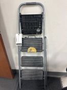 3-Step Folding Steel Step Ladder w/ Utility Tray