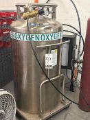 Airgas Liquid Oxygen Dewar Multi-Valve Cylinder Stainless Steel Rolling Tank