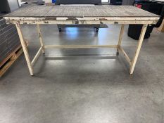 Industrial Workbench, Office Desk w/ Contents, & Industrial Workbench w/ Adjustable Shelving
