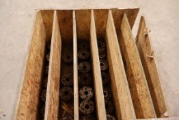 CRATE OF (33) MOULDER HEADS, 1 13/16", (19) 4" X 6 KNIFE, (10) 3" X 6 KNIFE, (4) 2.5" X 6 KNIFE