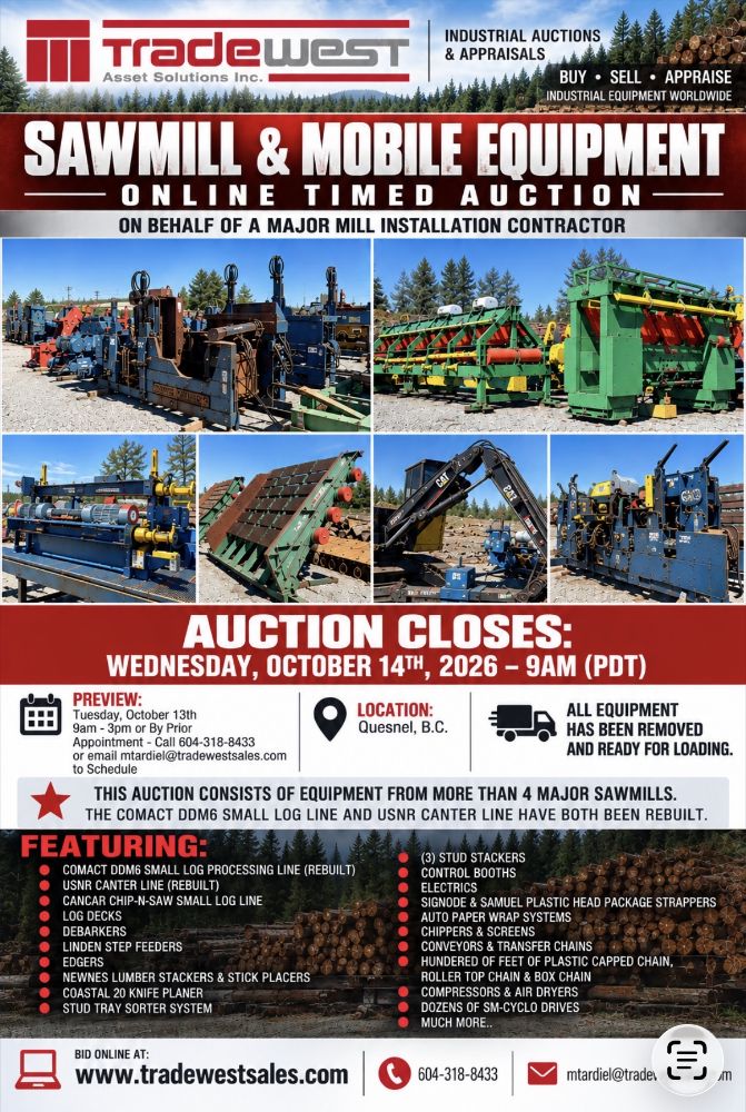 Sawmill & Mobile Equipment Auction