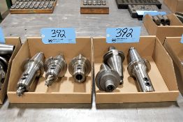 Lot - (5) Cat 50 End Mill Holders and (1) Cat 50 Tap Holder in (2) Boxes