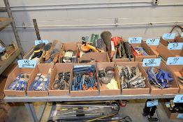 Lot - Various Hand Tools in (14) Boxes, Including: Brushes, Scrapers, Funnels, Grease Guns, Etc.
