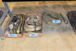 Lot - Straps and Web Slings in (2) Boxes with Large Web Sling