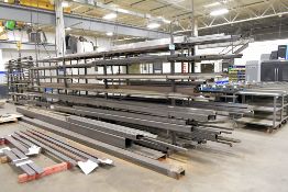 Lot - Pipe Stock, Square Tube Stock, Flat Bar Stock, Solid Round Bar Stock and Angle Iron with Rack