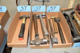 Lot - Claw Hammers, Ball Peen Hammers, Brass Hammer and Lead Hammer in (3) Boxes