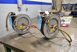Lot - (2) Jupiter Pneumatics Retractable Air Hose Reels with Air Hose