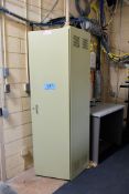 Lot - (4) Bogen Gold Seal Series Audio Amplifiers and (1) Microphone with Single Door Cabinet