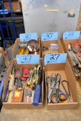 Lot - Utility Knives, Scrapers, Hole Saws, Scissors and Replacement Blades in (4) Boxes