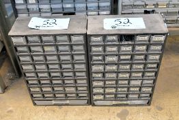 Lot - (2) 40-Drawer Plastic Bin Organizer Cabinets with Screws, Washers, Hasps and Springs