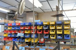 Lot - (2) Wall Mount Plastic Bin Organizers with Bolts, Screws, Nuts, Washers and Springs, Etc.