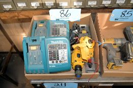 Lot - (2) Makita Model DC18RA 7.2 Volt to 18 Volt Battery Chargers, Etc.
