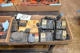 Lot - (3) DeWalt Model DCB107 12 Volt/20 Volt Battery Chargers, Etc.