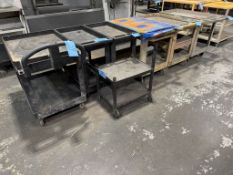 Lot - (6) Plastic Shop Carts and (1) Light Duty Plastic Cart in (1) Group