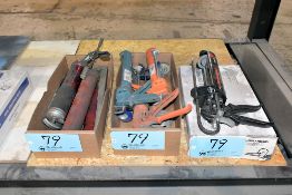 Lot - Caulk Guns and Grease Guns in (2) Boxes and (1) Red Head Dispensing Tool with Case