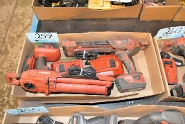 Lot - (2) Hilti Model HDE 500-A22 21.6 Volt Cordless Adhesive Guns with (3) Batteries and (2) Charge