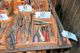 Lot - Pliers, Snips, Shears and Hacksaw in (2) Boxes with (2) Long Handle Nippers