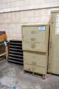 Lot - (2) Large Heavy Duty 2-Drawer File Cabinets and (1) Drill Organizer Rack