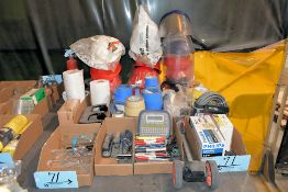 Lot - Hard Hats, Safety Shields, Safety Glasses, Ear Plugs, Tape, Light Bulbs, Staplers, Pens, Etc.