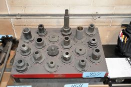 18-Piece NMTB 50 End Mill Holder Set with HUOT 18-Tool Capacity NMTB 50 Benchtop Tool Holder Stand