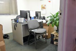 Lot - Desk, 2-Door Supply Cabinet, and (2) Chairs in (1) Room (Plant Not Included)