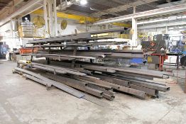 Lot - Flat Bar Stock, Tube Stock, Angle Iron and C-Channel on (1) Rack (Rack Not Included)