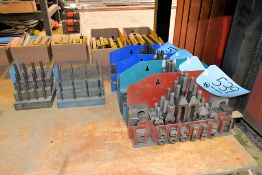 Lot - (4) Hold Down Clamping Sets with (2) Wood Stands