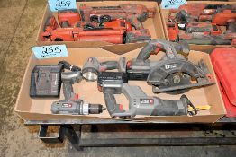 Porter Cable 18 Volt Cordless Tool Set with (2) Batteries and (1) Charger in (1) Box, Etc.