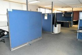 5-Station Cubicle Partition Work System with Desks and Overhead Cabinets