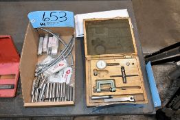 Lot - Vermont Pin Gages in (1) Box with Starrett No. 196 Universal Back Plunger Dial Indicator Set