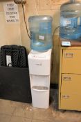 Lot - (1) Farberware Water Dispenser, (1) Primo Water Dispenser and (1) Oster Microwave