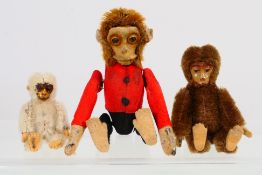 Schuco - Three vintage miniature monkey/ape toys, probably Schuco.