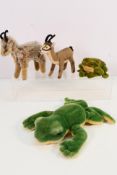 Steiff - A collection of vintage Steiff to include: A goat approx 16 cm tall, paper chest tag,