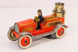 Arnold, Tinplate - A vintage Arnold (Germany) clockwork, tinplate, fire engine approx 12 cm long.