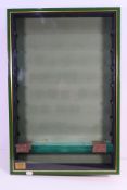 Picture Pride Cabinets - A dark green wall mounted display cabinet with 8 x glass shelves and