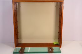 Display Cabinet - A natural wood wall mounted display cabinet with 6 x glass shelves and screw