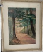 LIEDBORS,, Aquarell, 'Waldlichtung' 2. Hälfte 20. Jhd