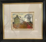 HERWEG, Peter. "Farmhouse", Acryl, Mixed Media,1984, Deutschland.