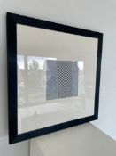 Edelstahlrahmen incl. Passepartout und OP-Art Druck, 90er Jahre.