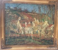 PISSARO, Camille, Reproduktionsdruck, Öl auf Leinwand vom Werk "Les Toits Rouges, Coin de Village E